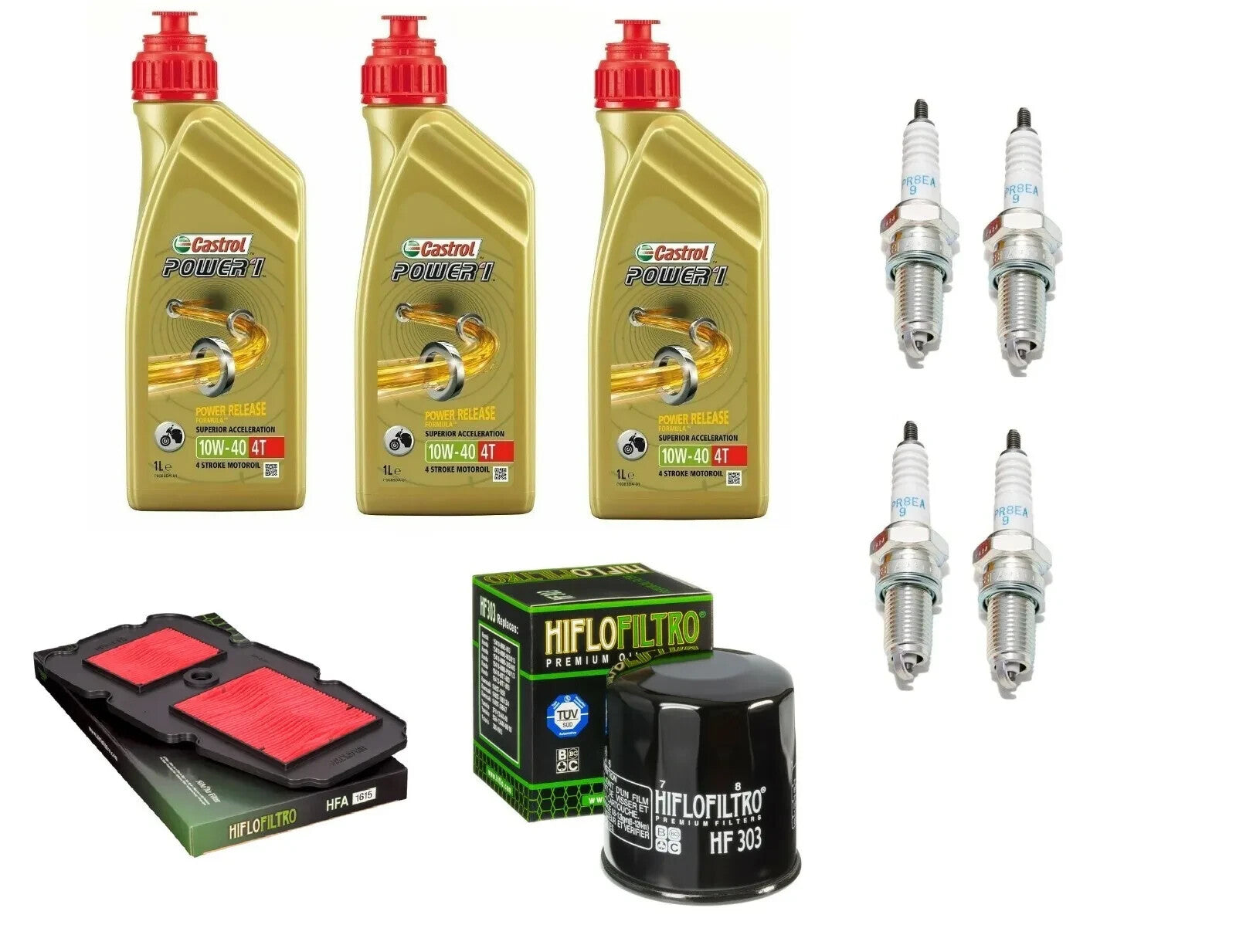 KIT TAGLIANDO 3 CASTROL 10W40 FILTRO OLIO ARIA CANDELE HONDA  XL V 650 TRALSALP