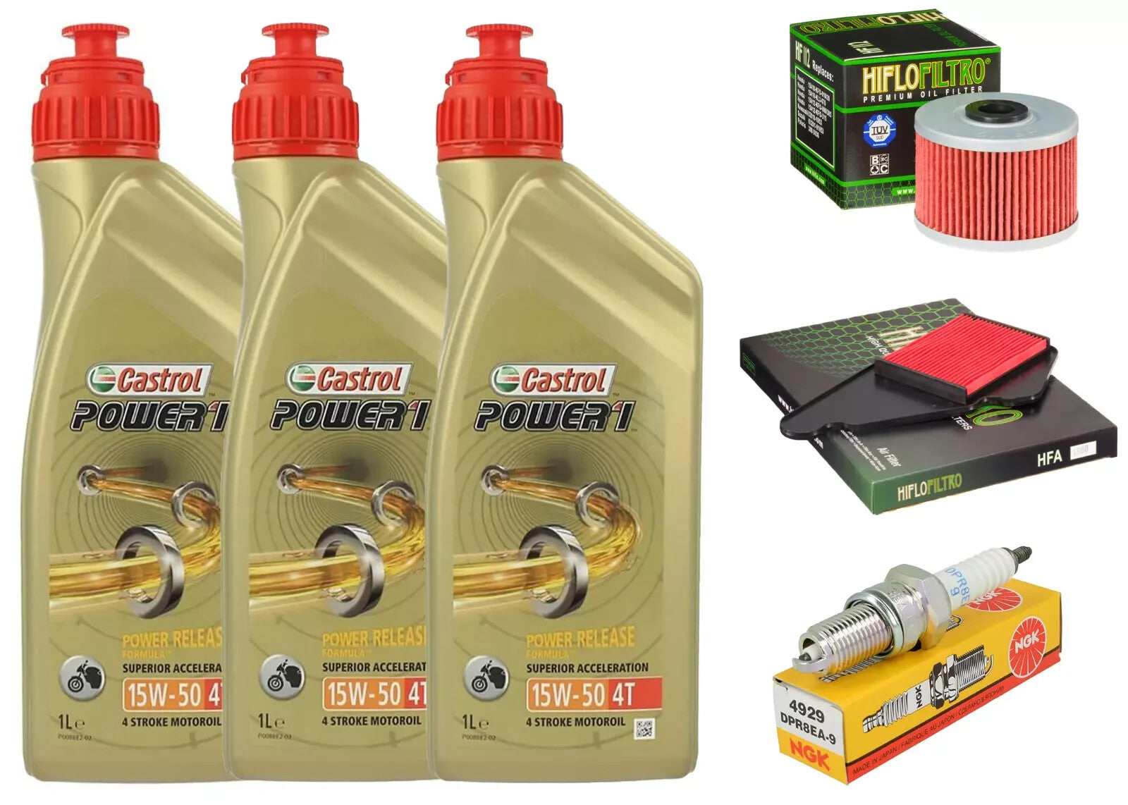 HONDA FMX 650 2005/2007 KIT/TAGLIANDO CASTROL 15W50 FILTRO OLIO ARIA CANDELA