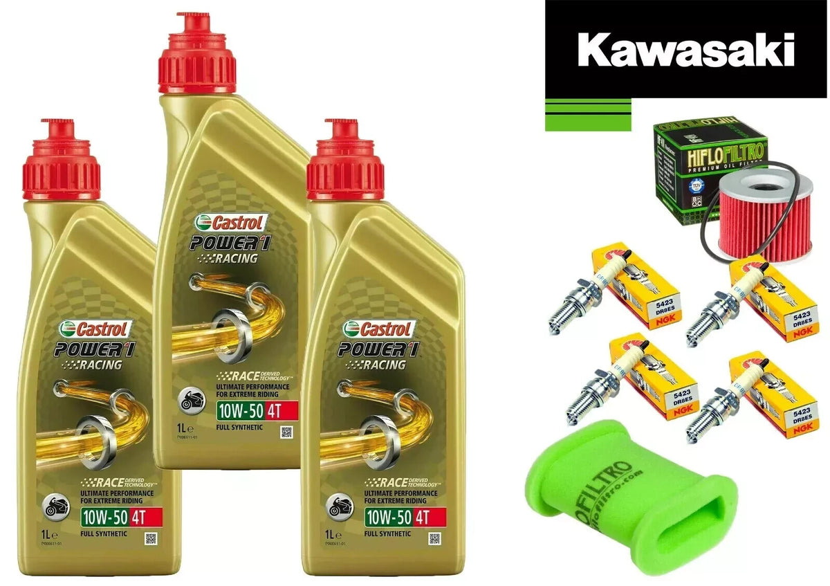 KIT TAGLIANDO KAWASAKI  ZX 600 88/00 CASTROL 10W50 RAC FILTRO OLIO ARIA CANDELE