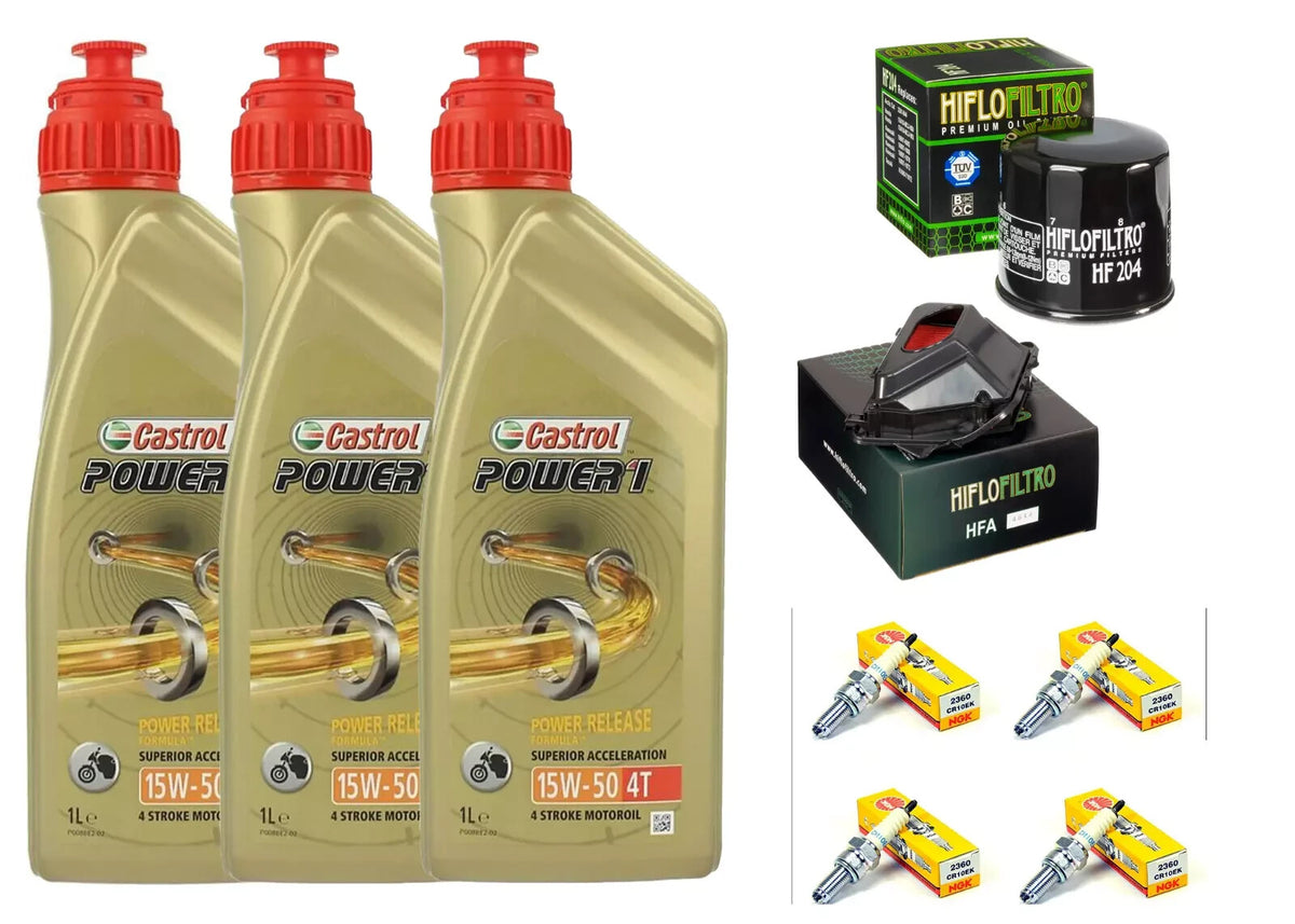 KIT TAGLIANDO YAMAHA YZF R6 600 CASTROL POWER 1 15W50 FILTRO OLIO ARIA CANDELE