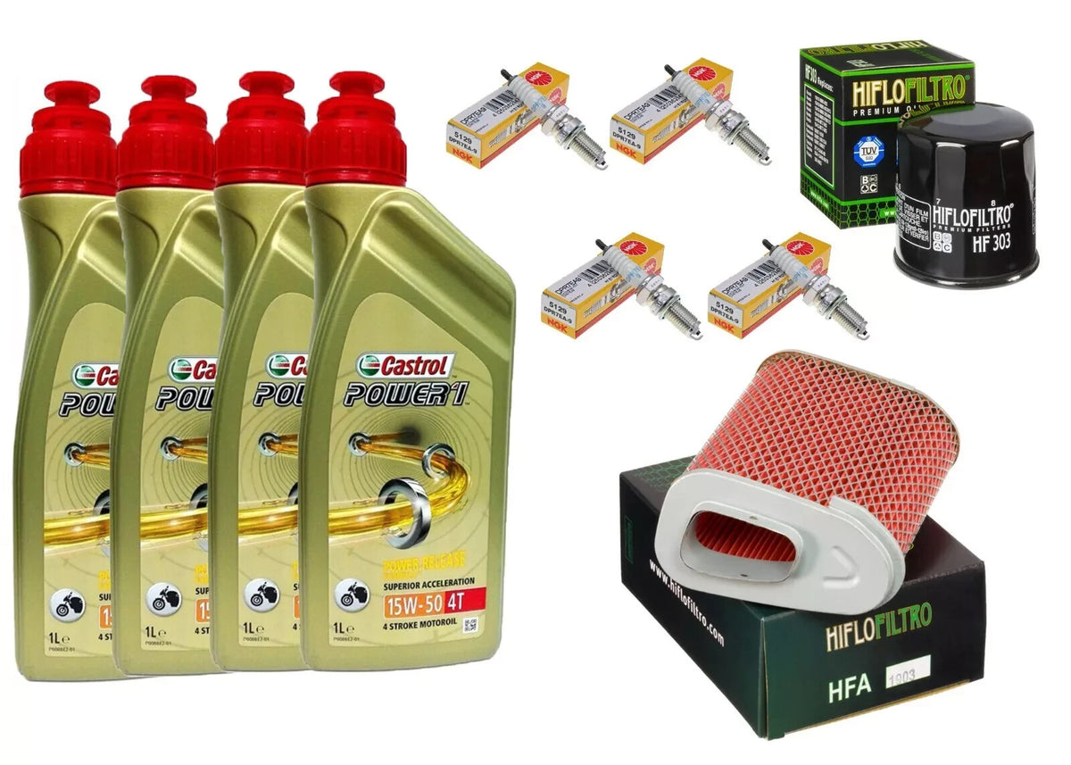 KIT TAGLIANDO CASTROL 15W50 FILTRO OLIO ARIA CANDELE CBR 1000 F 1987/ 1999