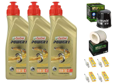 KIT/TAGLIANDO Yamaha YZF 1000 Thunder Ace CASTROL 15W50 F. OLIO ARIA CANDELE