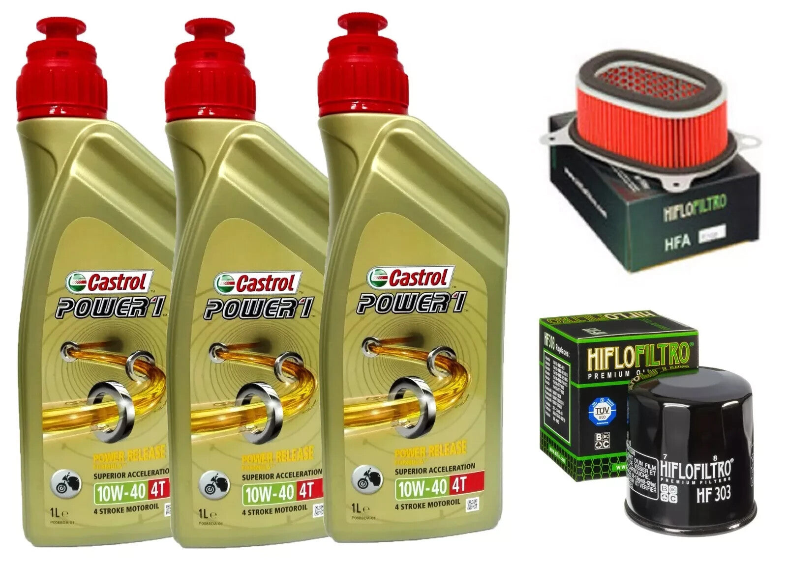 KIT TAGLIANDO CASTROL POWER 1 10W40 FILTRO OLIO ARIA HONDA XRV AFRICA TWIN 750