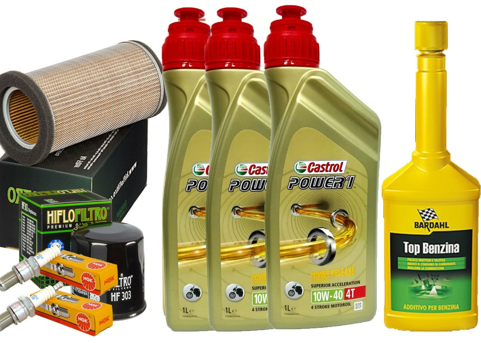 KIT TAGLIANDO KAWASAKI ER5 OLIO CASTROL 10W40 FILTRO OLIO ARIA CANDELE + OMAGGIO