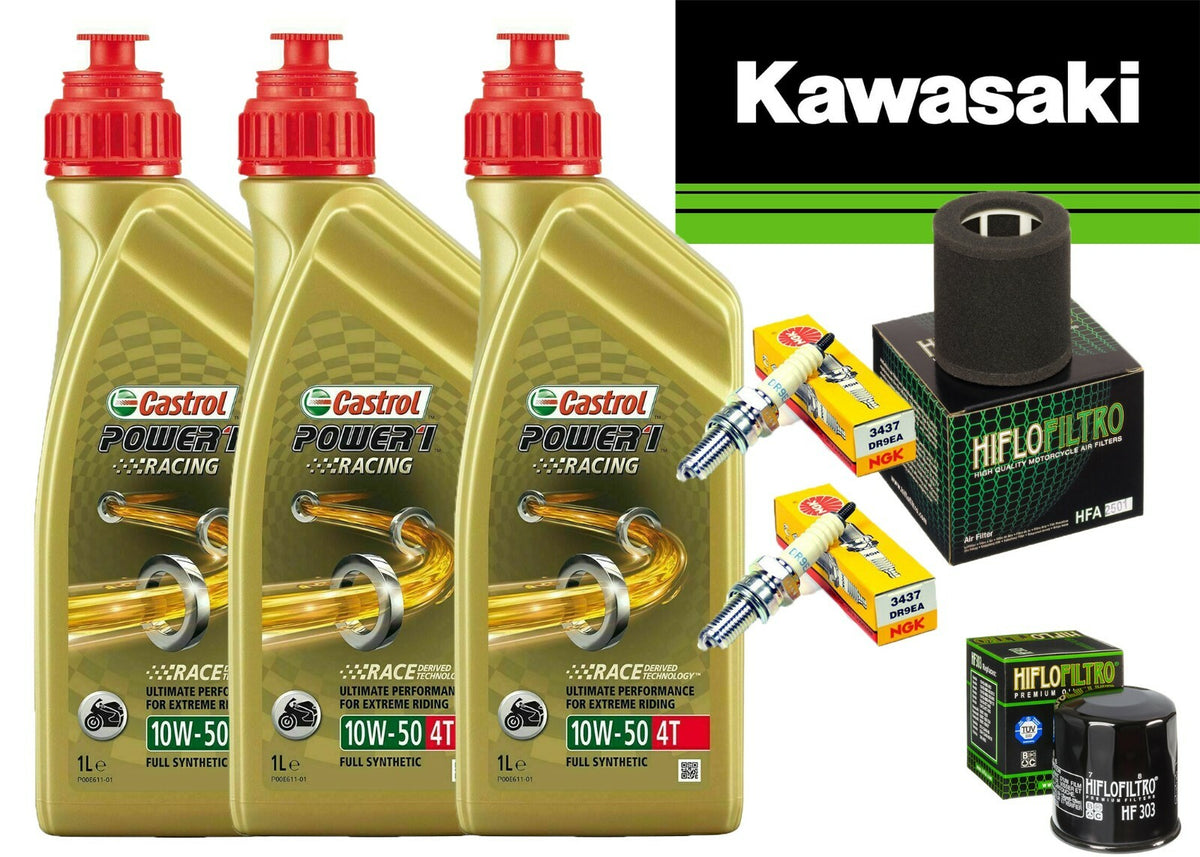 KIT TAGLIANDO KAWASAKI EN 500 94/96 CASTROL 10W50 RACING  FILTRO OLIO ARIA CANDE