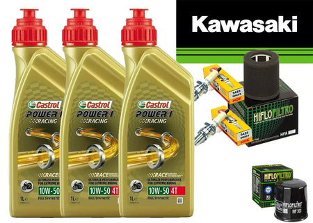 KIT/TAGLIANDO KAWASAKI EN 500 1990/93 CASTROL 10W50 RACING F. OLIO ARIA CANDELE
