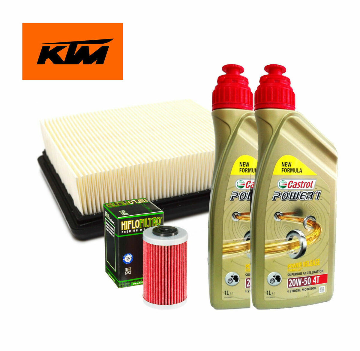 Kit tagliando Castrol Power 1 20W50 filtro olio aria KTM Duke / RC 125/200/390