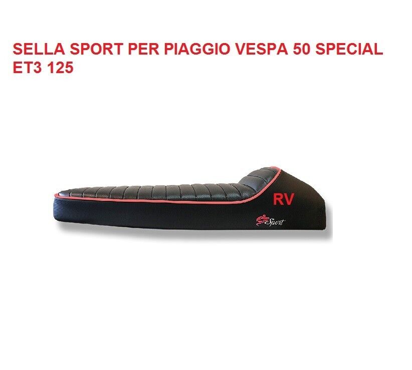 Sella Nera Sport Con Bordino ROSSO Vespa 50 Special R L 125 Primavera ET3  GARA