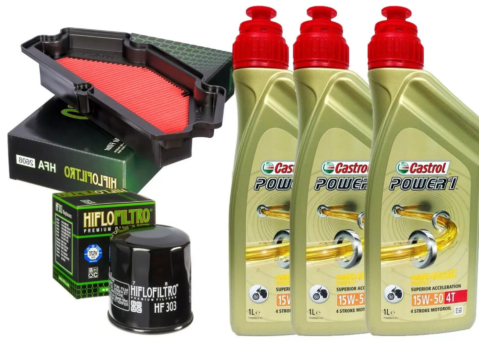 KIT/TAGLIANDO KAWASAKI ER-6F 650 2013 2016 CASTROL 15W50 FILTRO OLIO ARIA