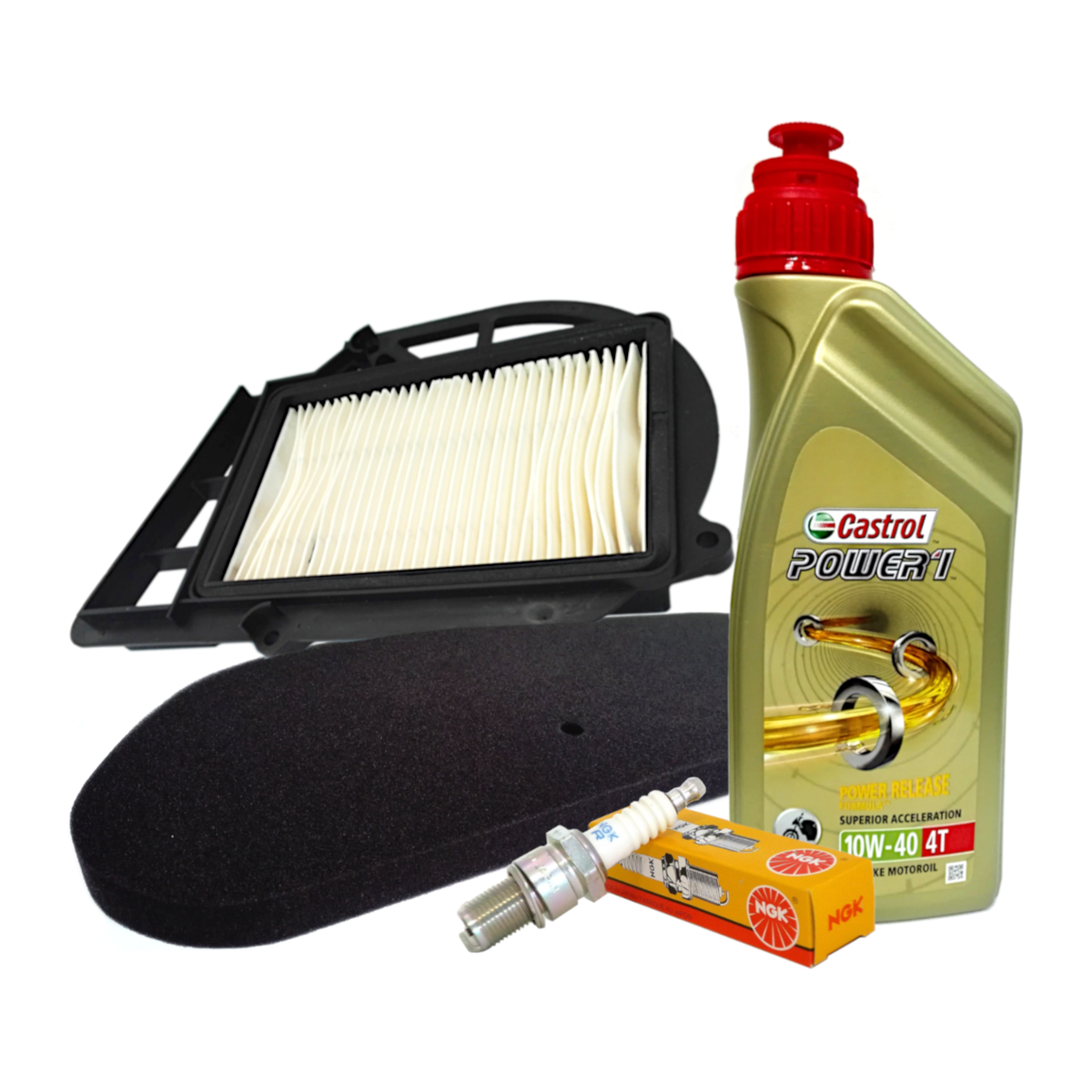 Kit tagliando Castrol 10W40 filtro aria variatore candela Kilibre Versity 300