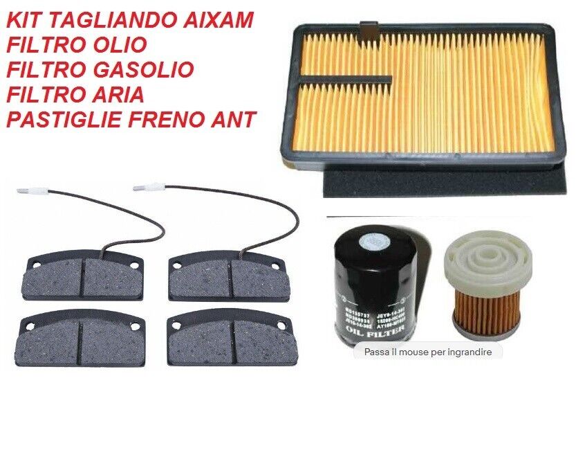 TAGLIANDO FILTRO ARIA OLIO GASOLIO COPPIA PASTIGLIE FRENO AUTO MINICAR AIXAM TUT