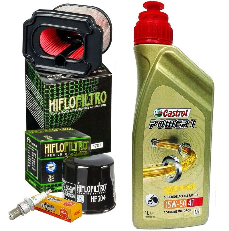 KIT TAGLIANDO CASTROL 15W50  FILTRO OLIO ARIA CANDELE YAMAHA   FZ-07 2015/2017
