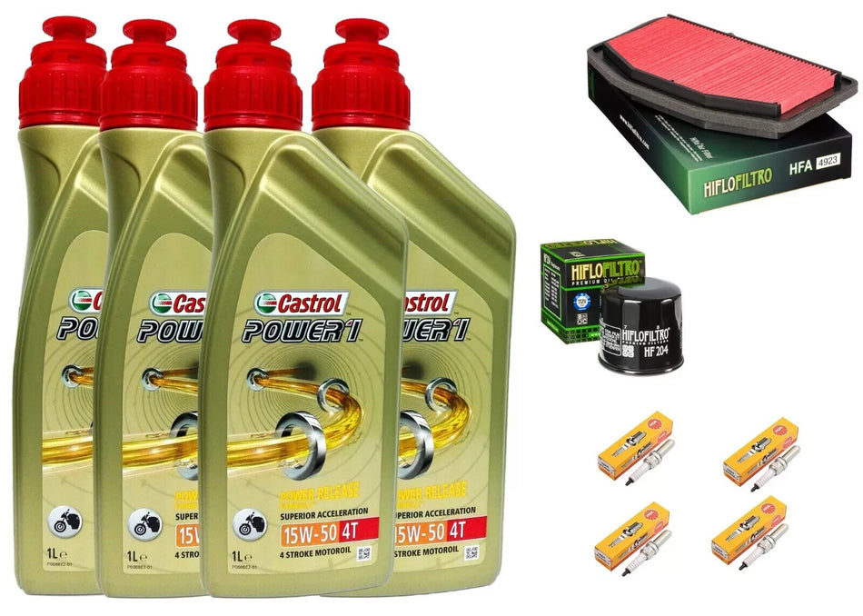 TAGLIANDO Yamaha YZF/R1 1000 2009 2014 CASTROL 15W50 FILTRO OLIO ARIA CANDELE