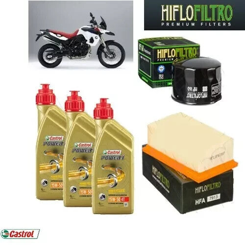 KIT TAGLIANDO BMW F800GS 2013 2014 OLIO CASTROL POWER1 15W-50 FILTRO OLIO ARIA
