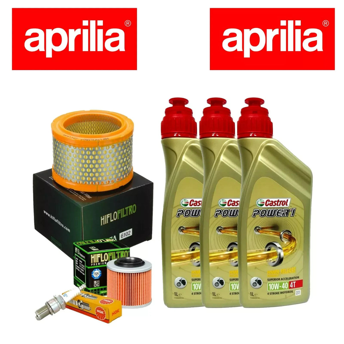 KIT TAGLIANDO APRILIA PEGASO 650 IE CASTROL POWER 10W40 filtro olio aria candela