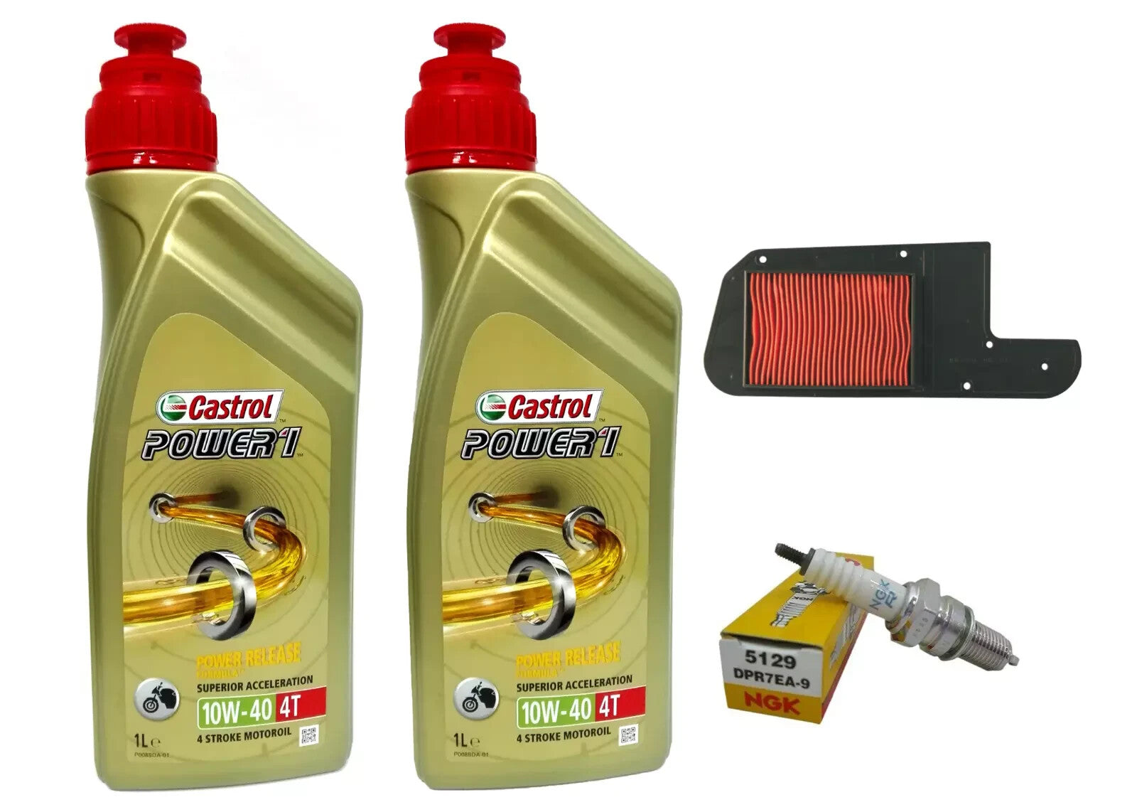 KIT/TAGLIANDO HONDA FORESIGHT JAZZ 250 CASTROL POWER 1 10W40 FILTRO ARIA CANDELA