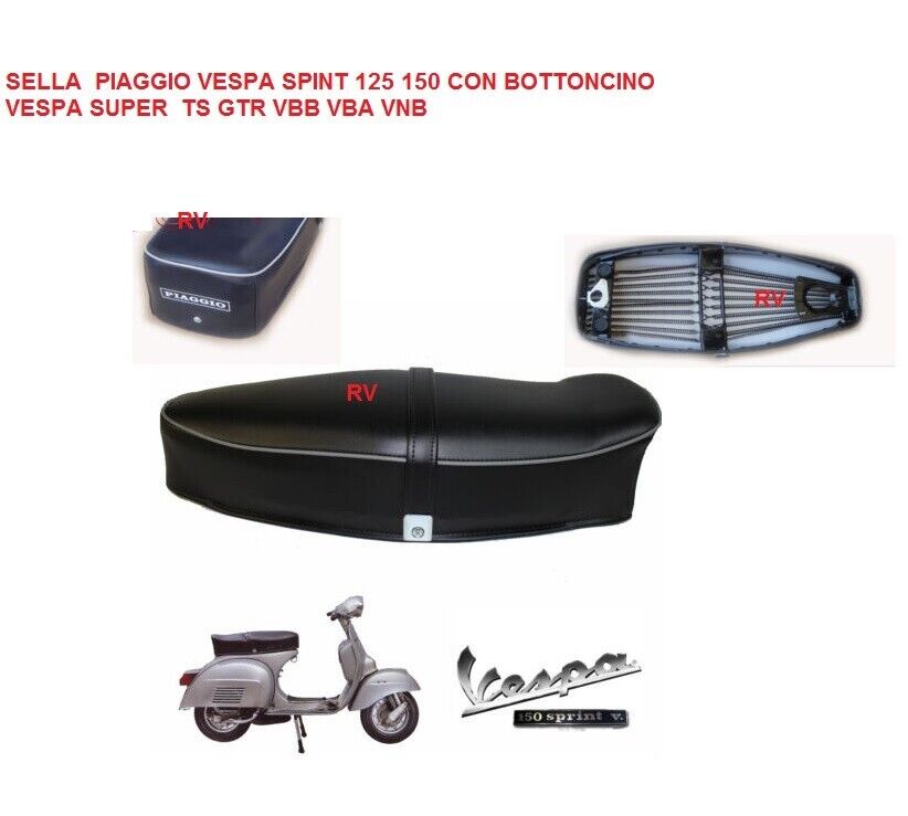 Sella Con Scritta PIAGGIO per VESPA SPRINT 125 150 GL GTR VBB VBA VNB SUPER TS