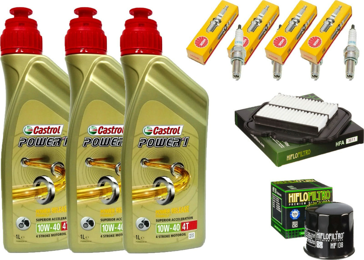 KIT TAGLIANDO SUZUKI DL650 V-STROM 17/20 CASTROL 10W40 FILTRO OLIO ARIA CANDELE.