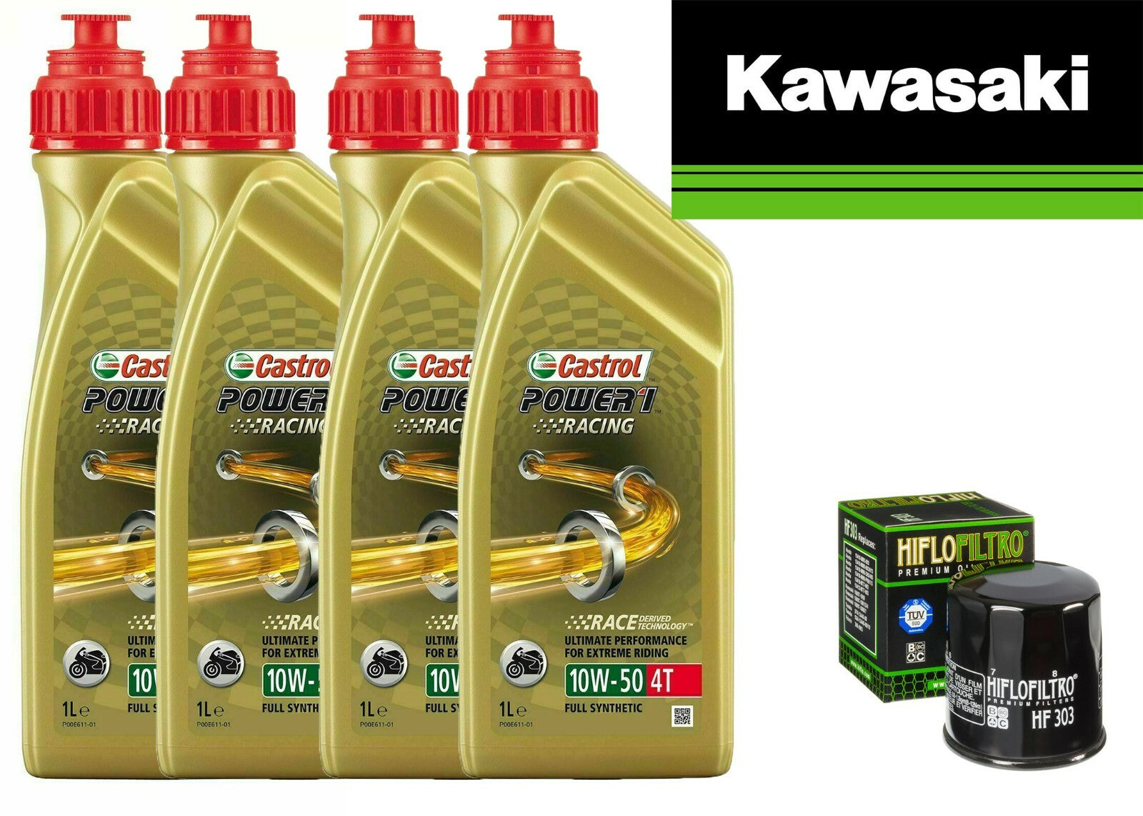 KIT TAGLIANDO KAWASAKI ZX 636 2003/2004  CASTROL 10W50 RACING FILTRO OLIO HIFLO 