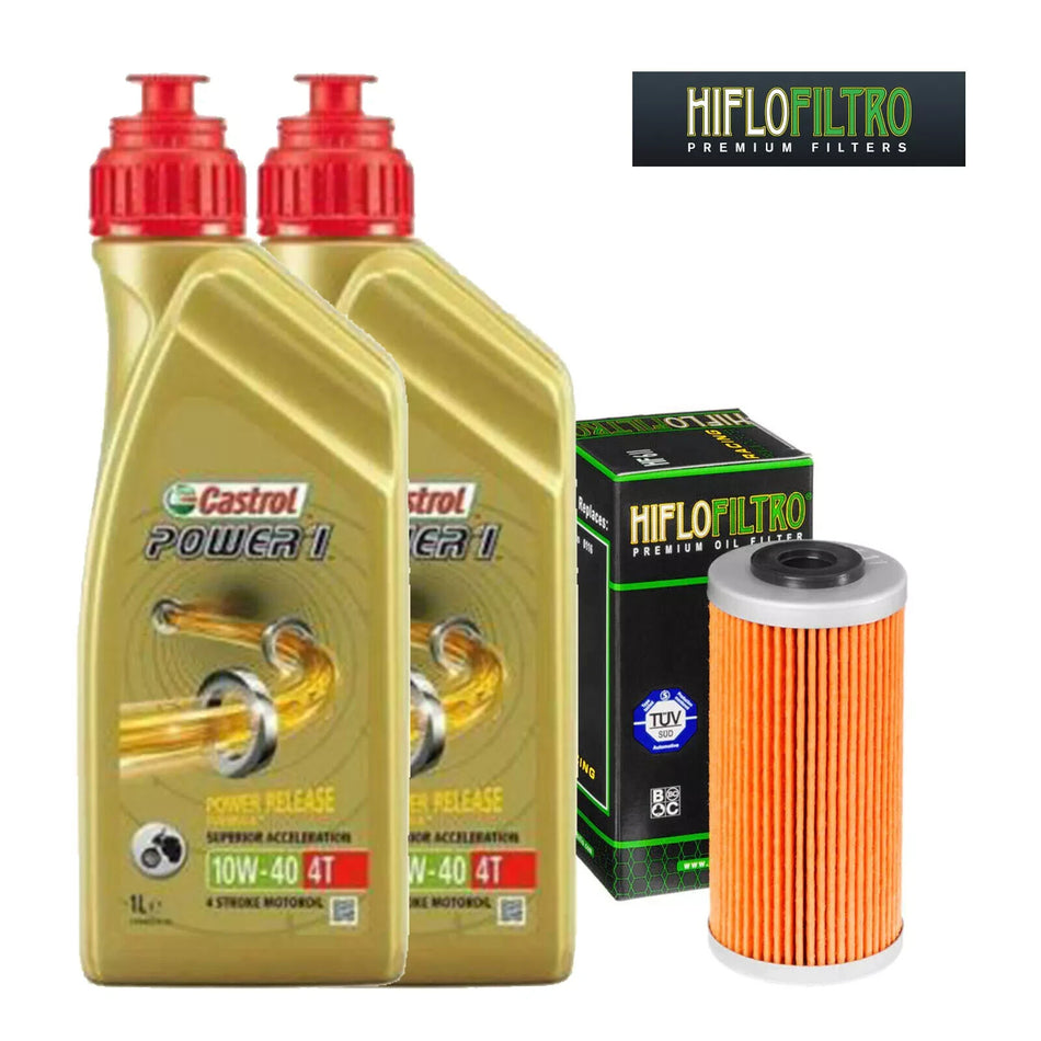 Kit/tagliando KTM EXC 450 500 2014 2018 Castrol Power 1 10W40 filtro olio FE 350