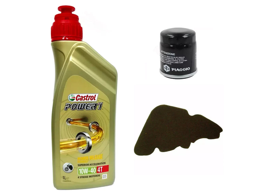 TAGLIANDO PIAGGIO LIBERTY 4T SPORT E3 150 CASTROL 10W40 FILTRI OLIO ARIA ORIG.