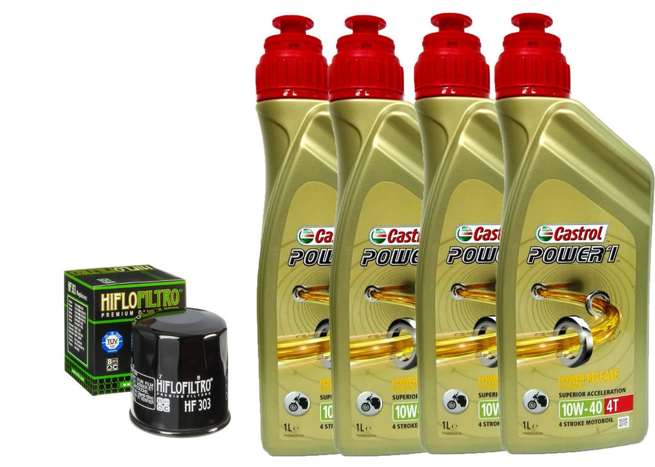 KIT TAGLIANDO KAWASAKI ZX 636 2003/2004  CASTROL 10W40 FILTRO OLIO HIFLO
