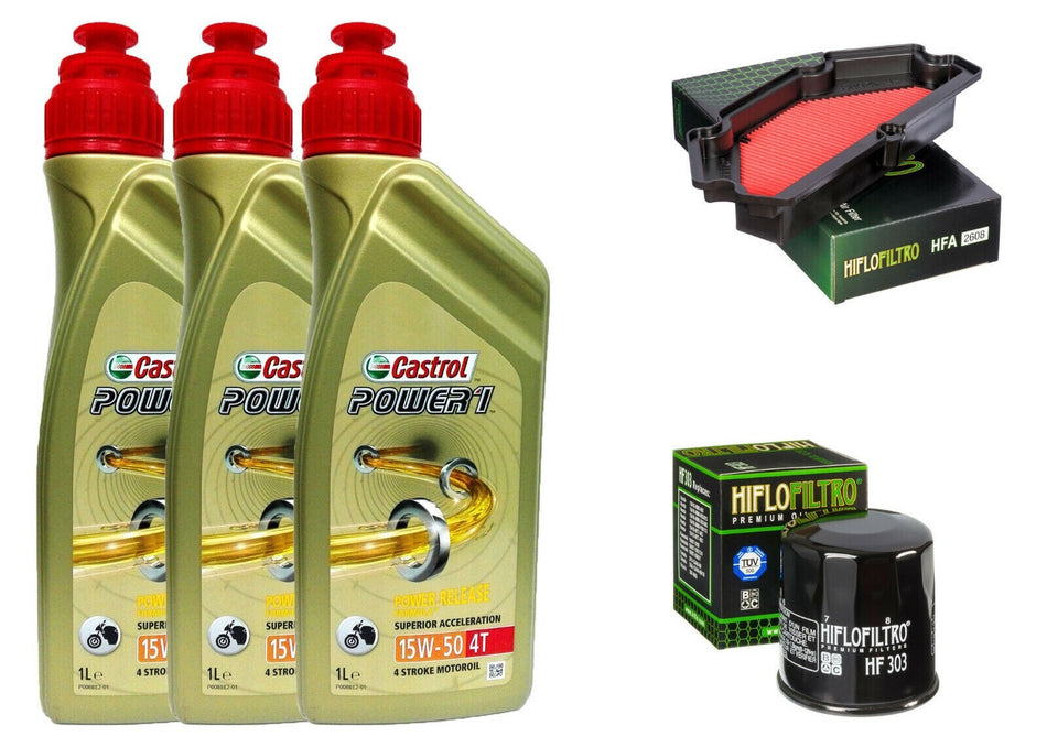 TAGLIANDO KAWASAKI ER6 F EX 650 2013 2016 CASTROL 10W40 FILTRO OLIO ARIA HIFLO