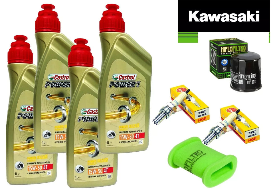KIT/TAGLIANDO KAWASAKI KLE 500 1991 2006 CASTROL 15W50 FILTRI OLIO ARIA CANDELE