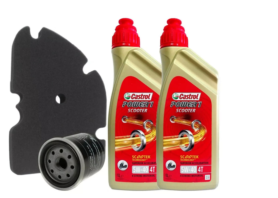 Kit/tagliando Piaggio MP3 250 2006 AL 2008 Castrol Power 1 5W40 filtro olio aria