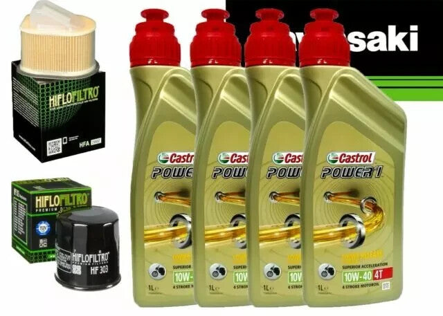 KIT TAGLIANDO CASTROL POWER 1 10W40 ARIA OLIO PER KAWASAKI Z 800 ABS 2014 2015
