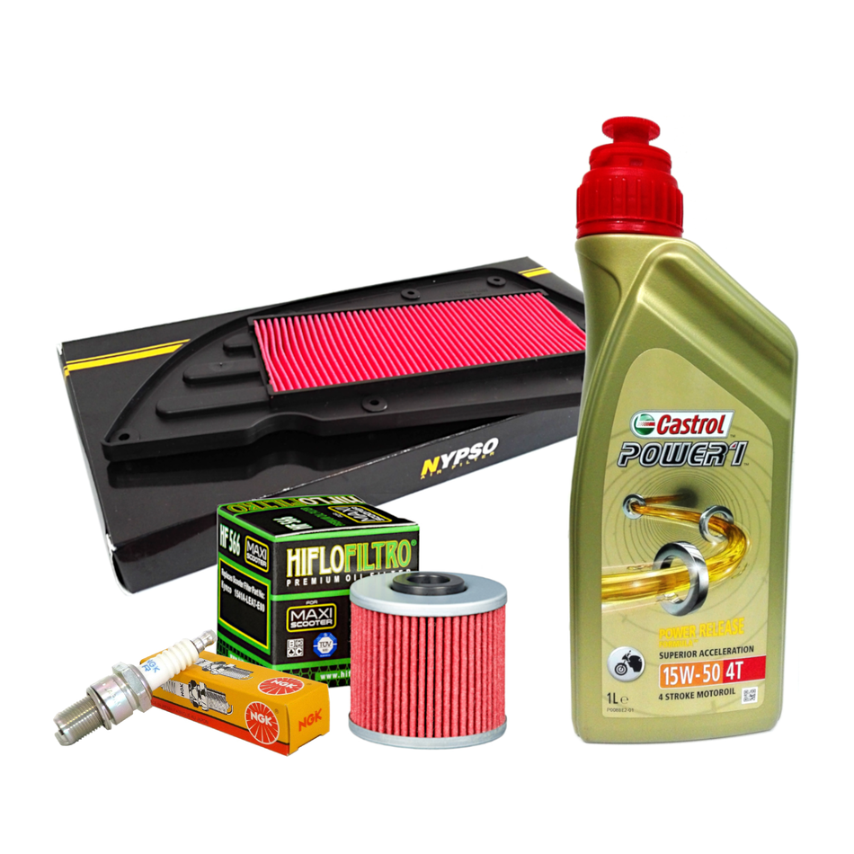 Kit/tagliando Kymco K-XCT-300IE 2012/2016 Castrol 15W50 filtro olio aria candela
