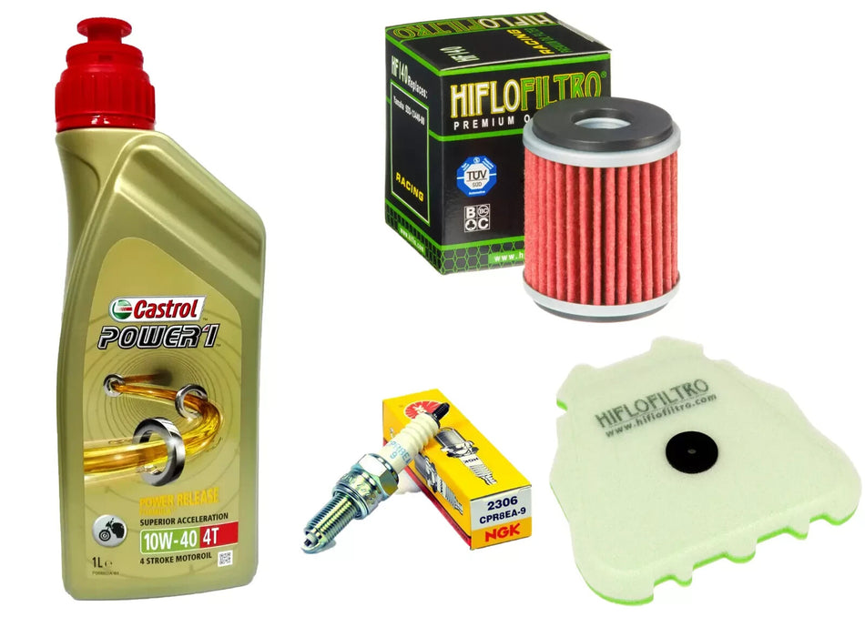 KIT/TAGLIANDO PER YAMAHA YZ 450 CASTROL  POWER 1 10W40 FILTRO OLIO ARIA CANDELA