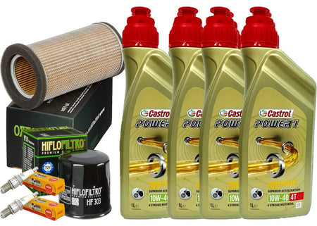 KIT TAGLIANDO CASTROL 10W40 FILTRO OLIO ARIA CANDELE X KAWASAKI ER 500 1996 2000
