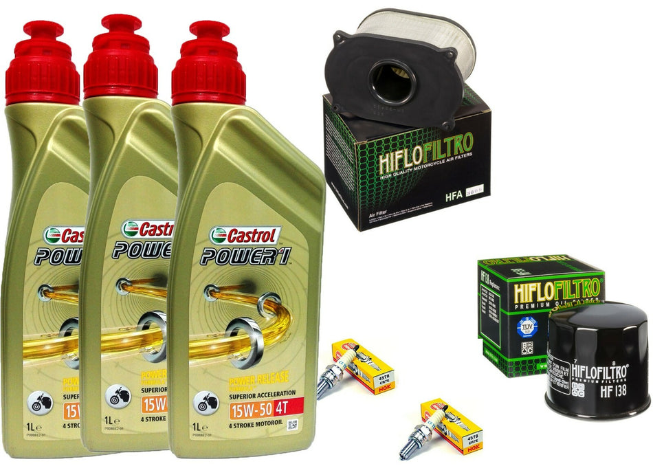 KIT TAGLIANDO SUZUKI SV 650 99 02 OLIO CASTROL 15W50 FILTRO OLIO ARIA CANDELE