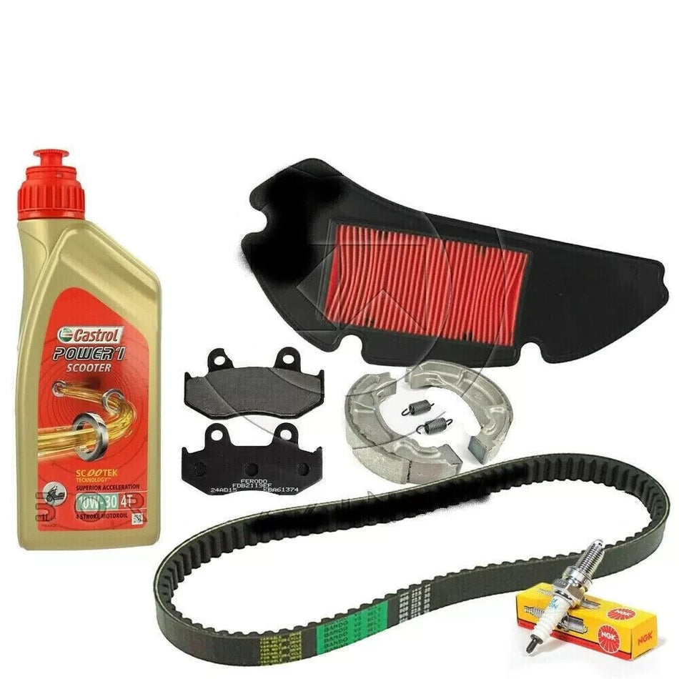 KIT/TAGLIANDO HONDA SH/150 2001 AL 2008 OLIO CANDELA CINGHIA PASTIGLIE GANASCE