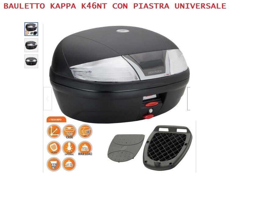 BAULETTO TOP CASE MOTO SCOOTER KAPPA K46NT CON PIASTRA MONOLOCK 46 LITRI