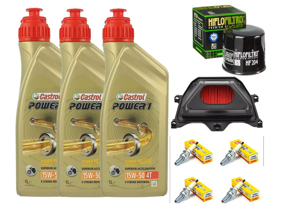 KIT TAGLIANDO YAMAHA YZF R6 600 2006 2007 CASTROL 15W50 FILTRO OLIO ARIA CANDELE