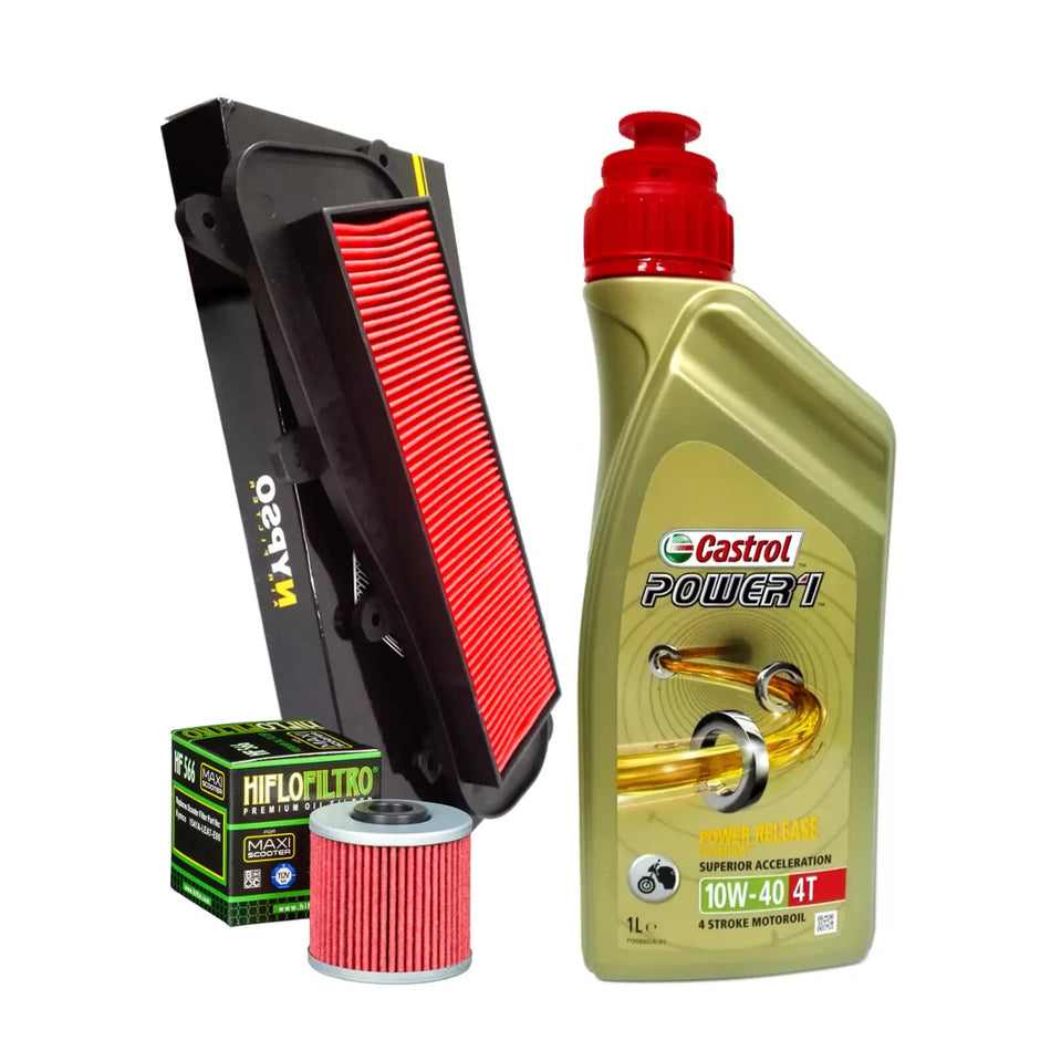 KIT/TAGLIANDO KYMCO GTI 125 2010 2014 CASTROL POWER 1 10W40 FILTRI OLIO ARIA