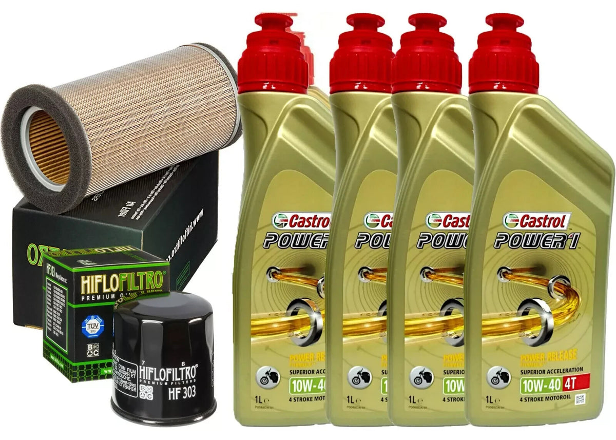 KIT TAGLIANDO CASTROL POWER 1 10W40 FILTRO OLIO ARIA KAWASAKI ER 500 1996 2000