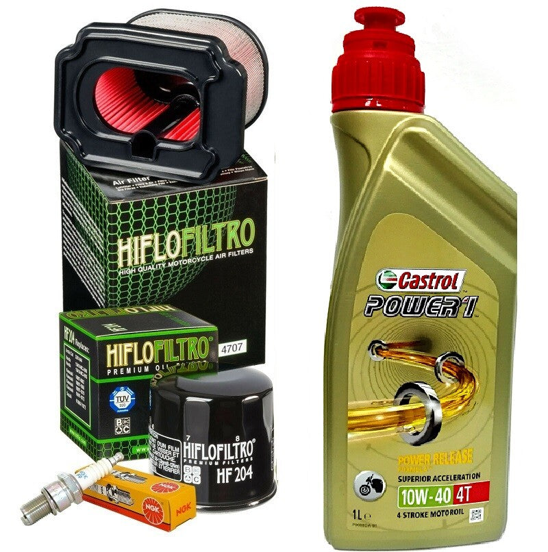 KIT TAGLIANDO CASTROL 10W40  FILTRO OLIO ARIA CANDELE YAMAHA TRACER 700 16-20