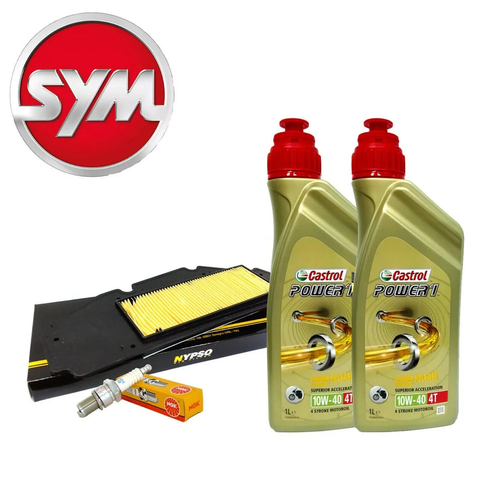KIT/TAGLIANDO SYM JOYMAX Evo IE 300 2009 2012 CASTROL 10W40 FILTRO ARIA CANDELA