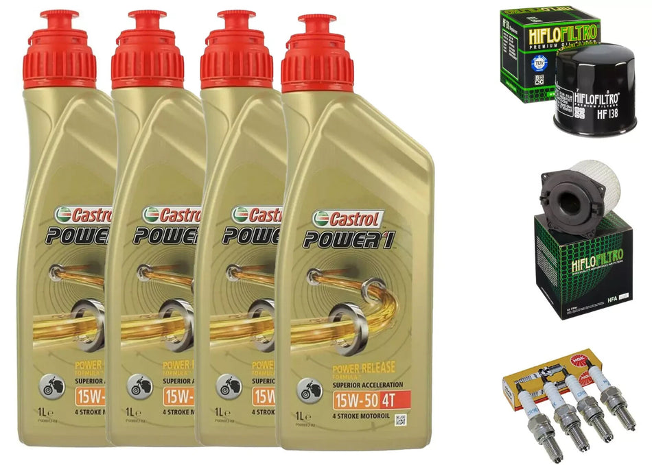 KIT/TAGLIANDO SUZUKI GSX 600 1998 2006 CASTROL 15W50 FILTRO OLIO ARIA CANDELE