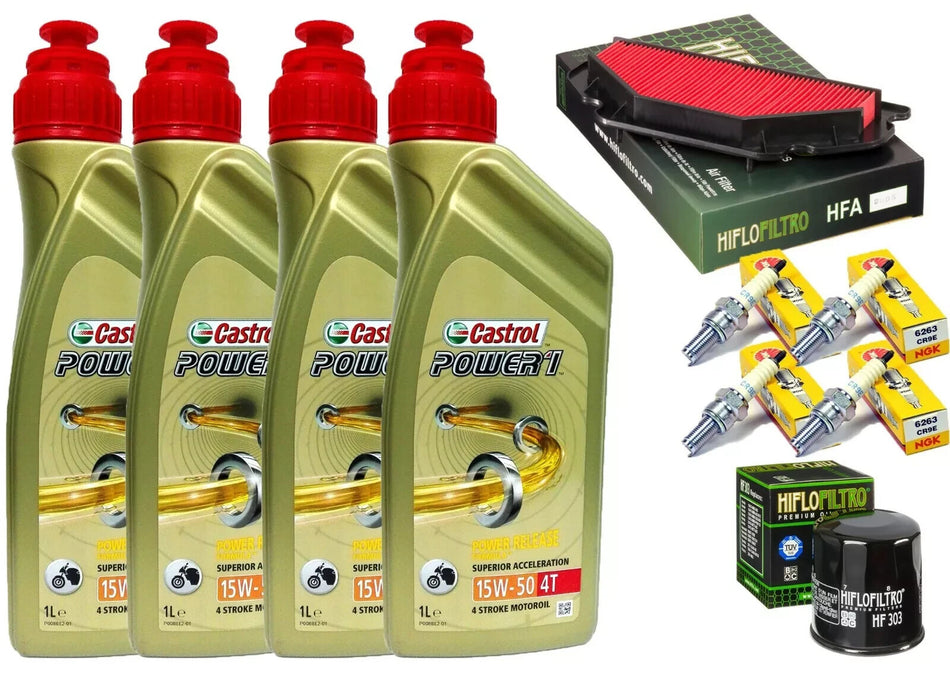 KIT/TAGLIANDO KAWASAKI ZX 636 2003 2004 CASTROL 15W50 FILTRO OLIO ARIA CANDELE