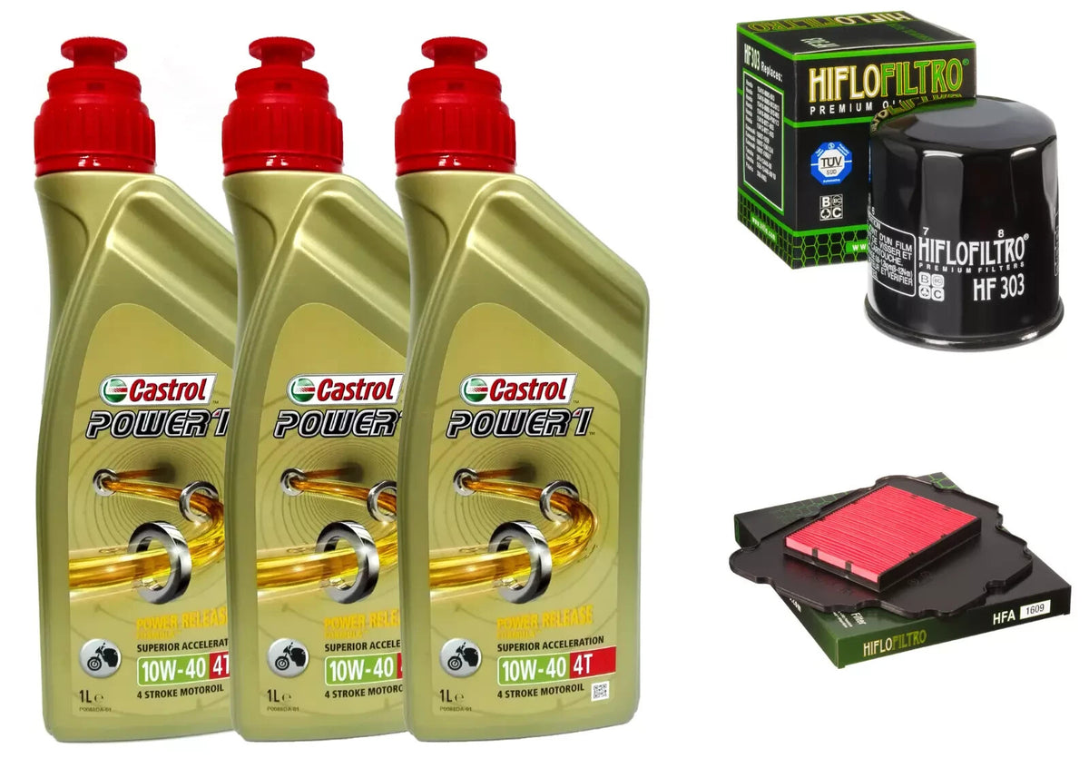 KIT/TAGLIANDO CASTROL POWER 1 10W40 FILTRO OLIO ARIA HONDA NT650 V DEAUVILLE