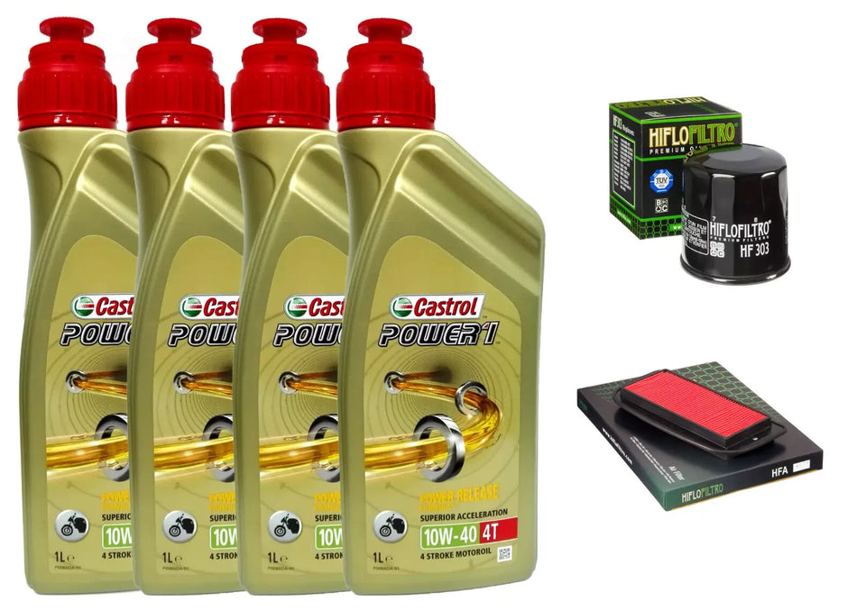 KIT/TAGLIANDO YAMAHA YZF R1 1000 2002/2003 CASTROL POWER1 10W40 FILTRO OLIO ARIA
