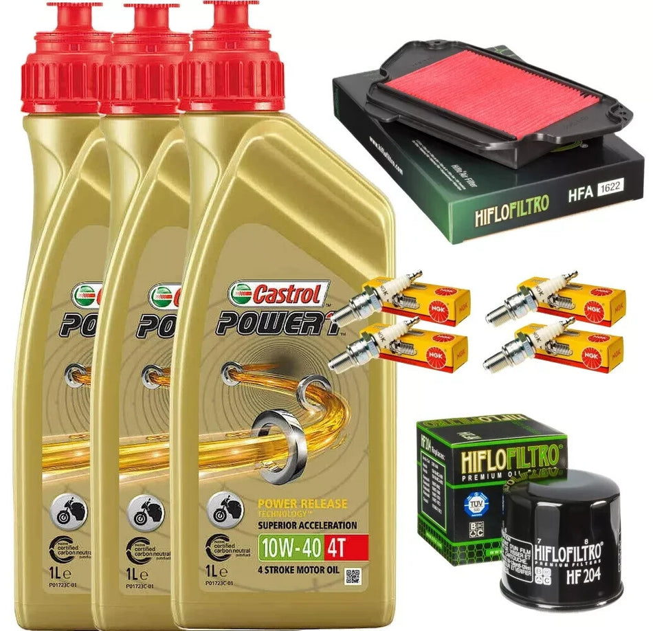 HONDA CBR 650 F 2014 2018  TAGLIANDO CASTROL 10W40 FILTRO ARIA OLIO CANDELE