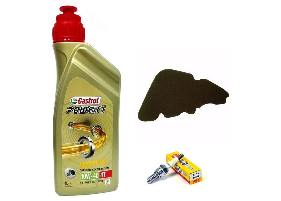 KIT/TAGLIANDO LIBERTY 50 4T SPORT CASTROL 10W40 FILTRO ARIA ORIGINALE CANDELA