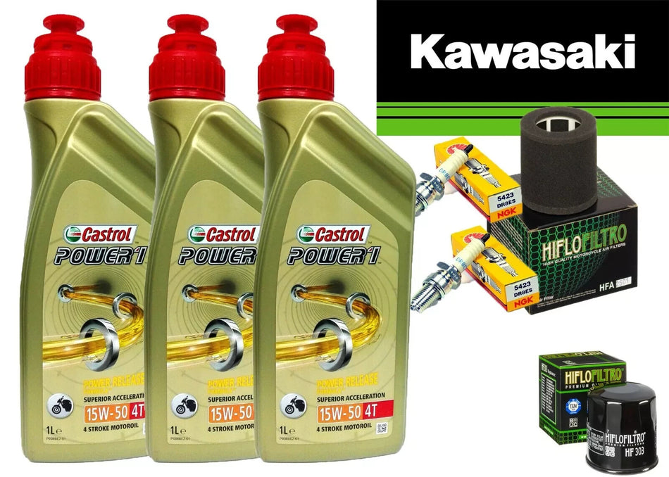 KIT/TAGLIANDO KAWASAKI EN 500 1990 1993 CASTROL 15W50 FILTRI OLIO ARIA CANDELE