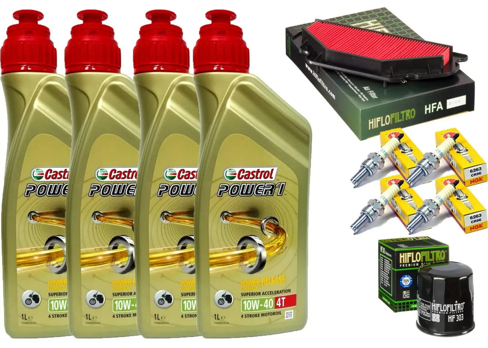 KIT/TAGLIANDO KAWASAKI ZX 636 2003 2004 CASTROL 10W40 FILTRI OLIO ARIA CANDELE