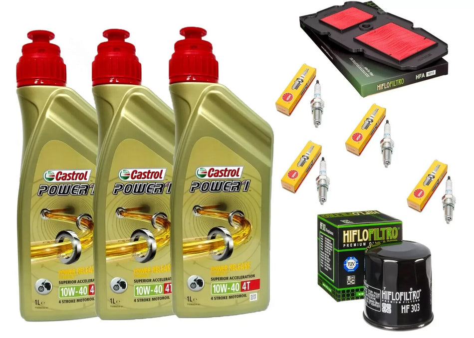 KIT TAGLIANDO CASTROL 10W40 FILTRO OLIO ARIA CANDELE XL V 650 TRANSALP